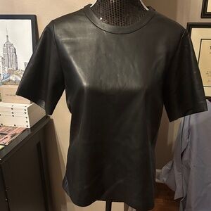 Boss Black Faux Leather Short Sleeve Top size 4